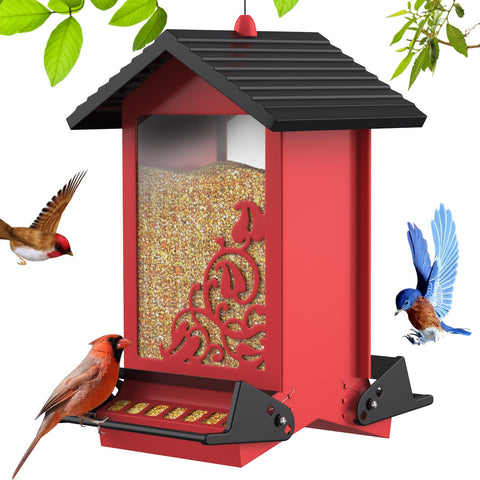 FETUSI squirrel-proof bird feeder with weight-activated left-right perches.