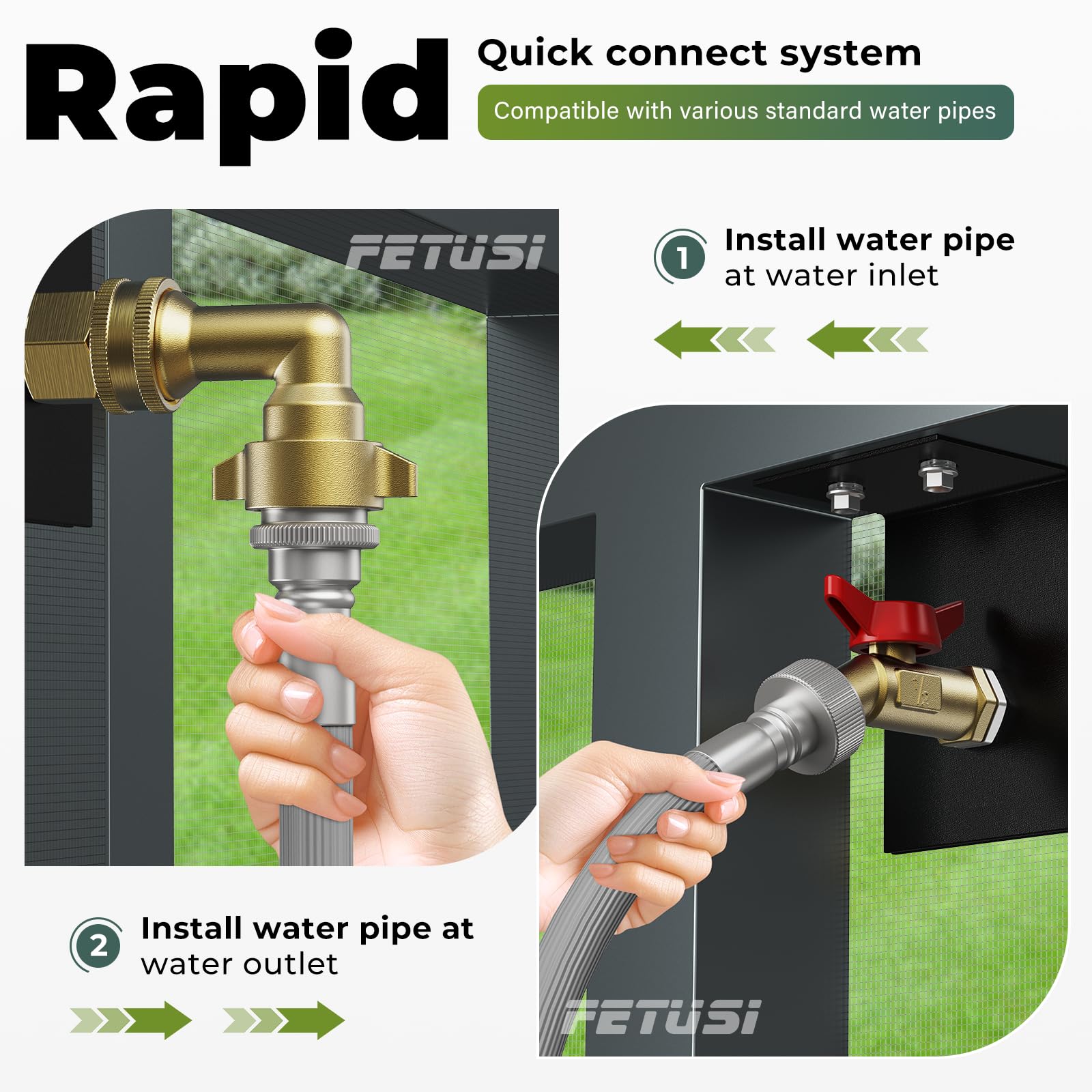 Compatible with standard water pipes for fast connection and easy disassembly