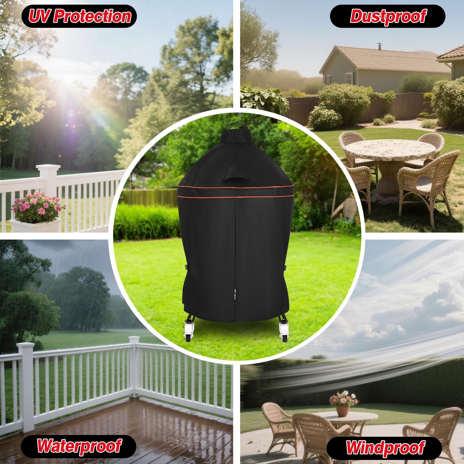 FEVERCOVER cover supports Kamado Joe Classic Joe series and similar 22-inch grills.