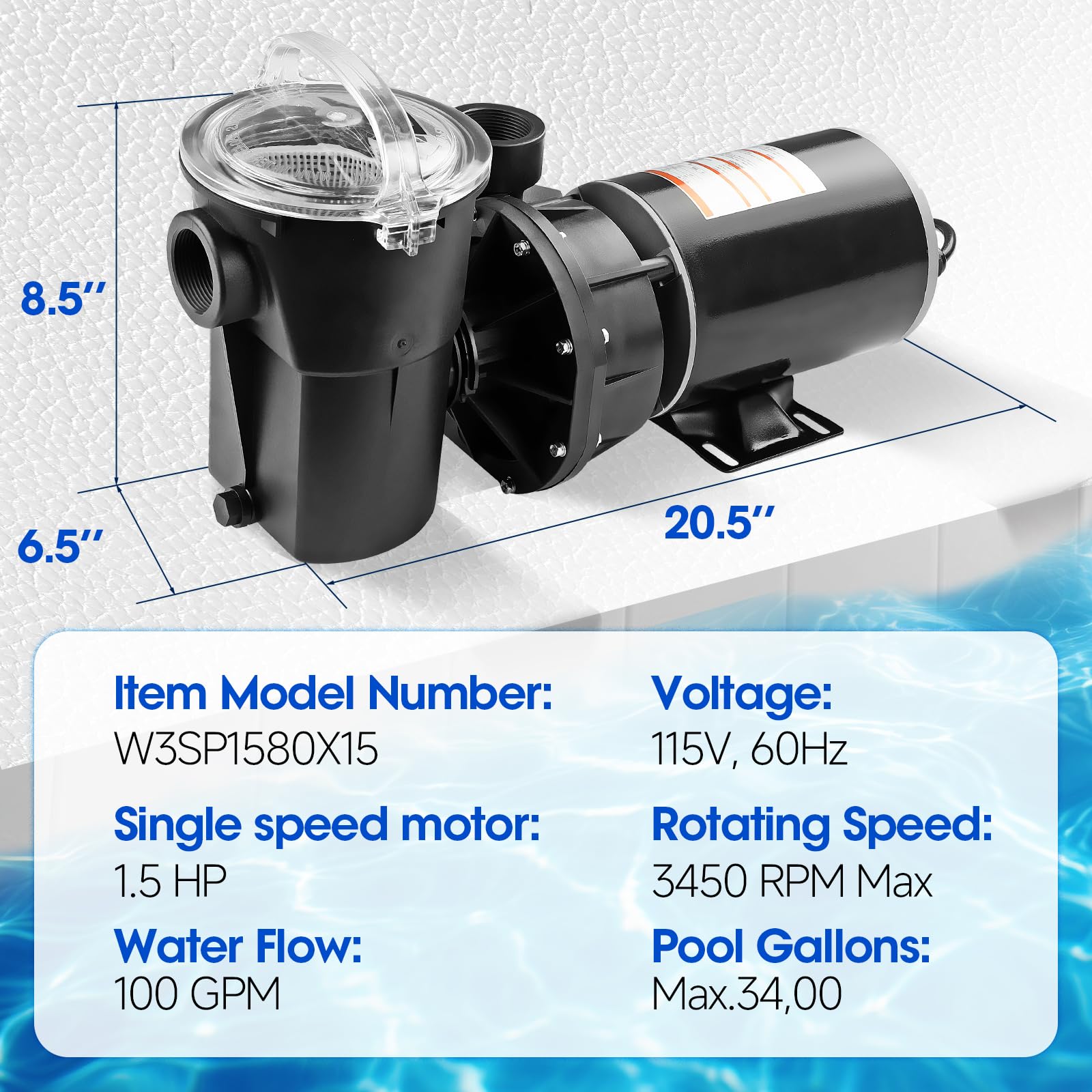 Fexhull pool pump inlet and housing demonstrate sturdy connections for reliable operation.