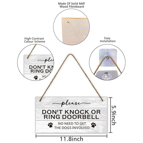FEXICHUJI dont-ring sign with hook provides easy mounting on doors or walls