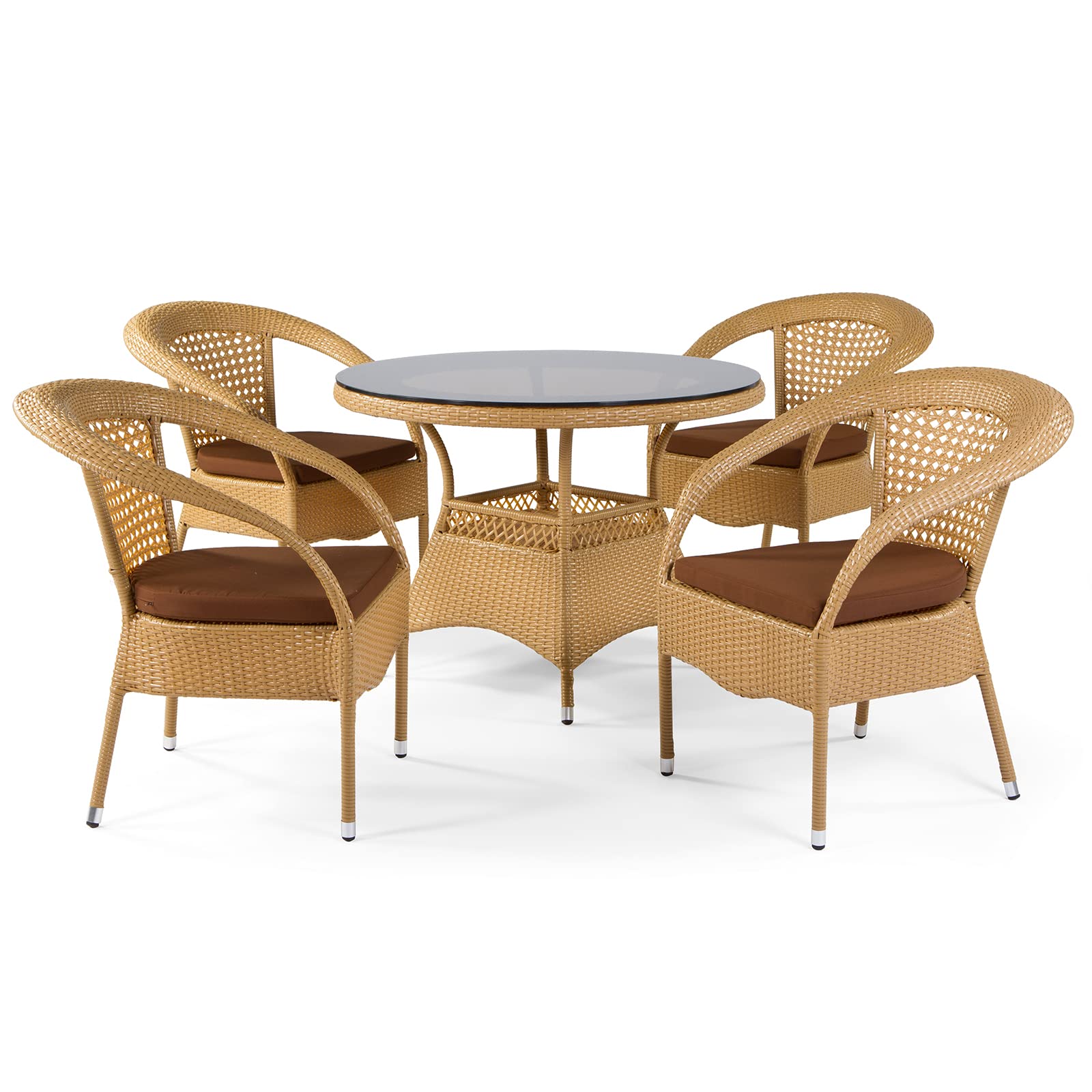 Feyart corrosion-resistant PE rattan provides durable weather-ready performance.
