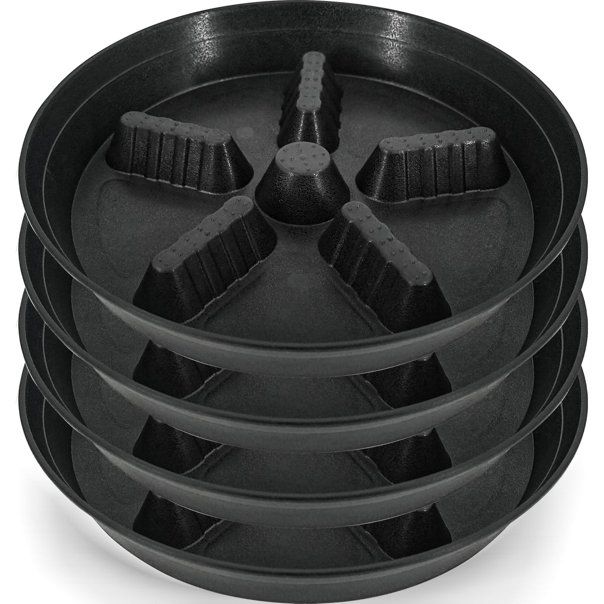 Feyvdzv heavy-duty 14-inch plant saucer protects surfaces from spills and supports large pots.