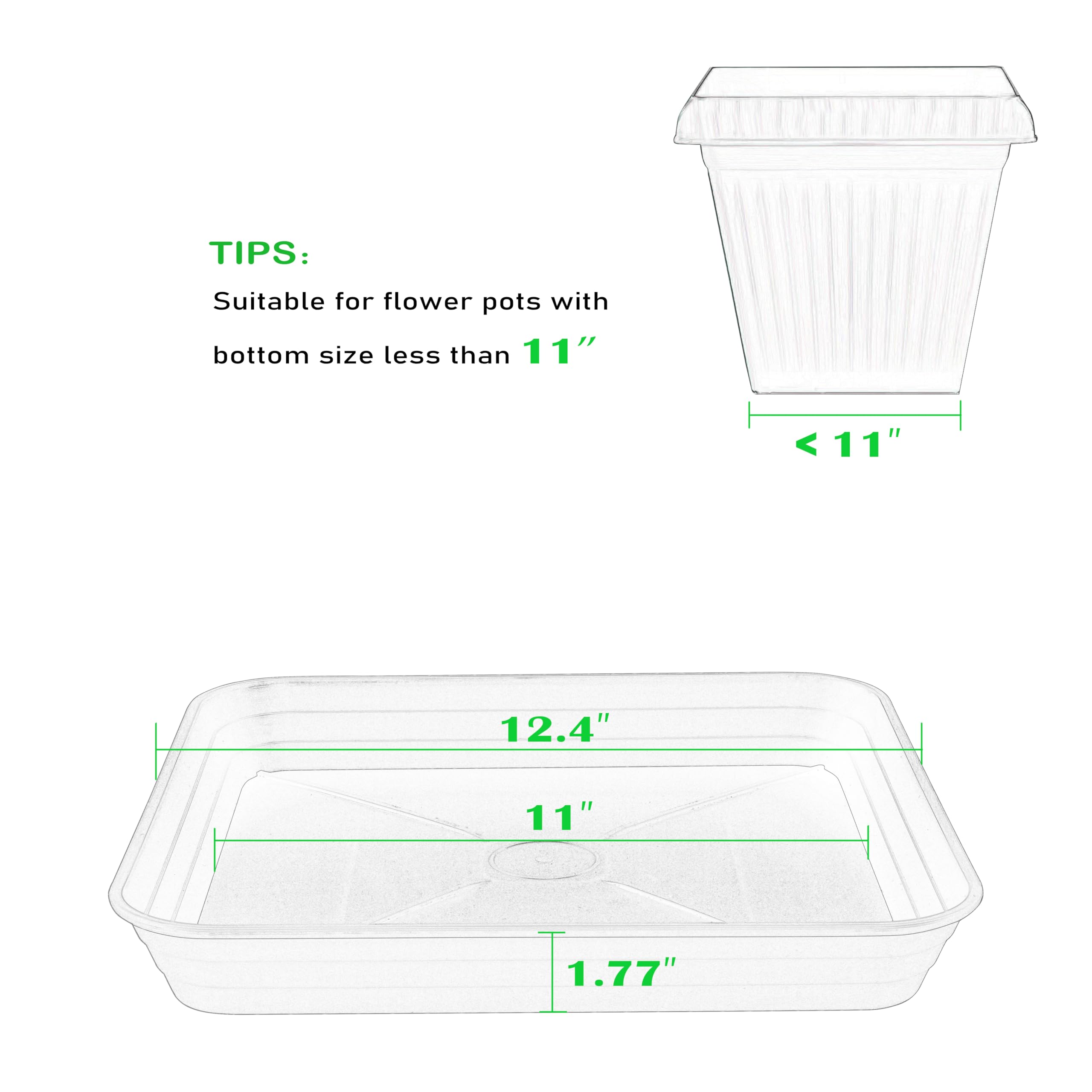 Feyvdzv heavy-duty PP tray for indoor and outdoor pots