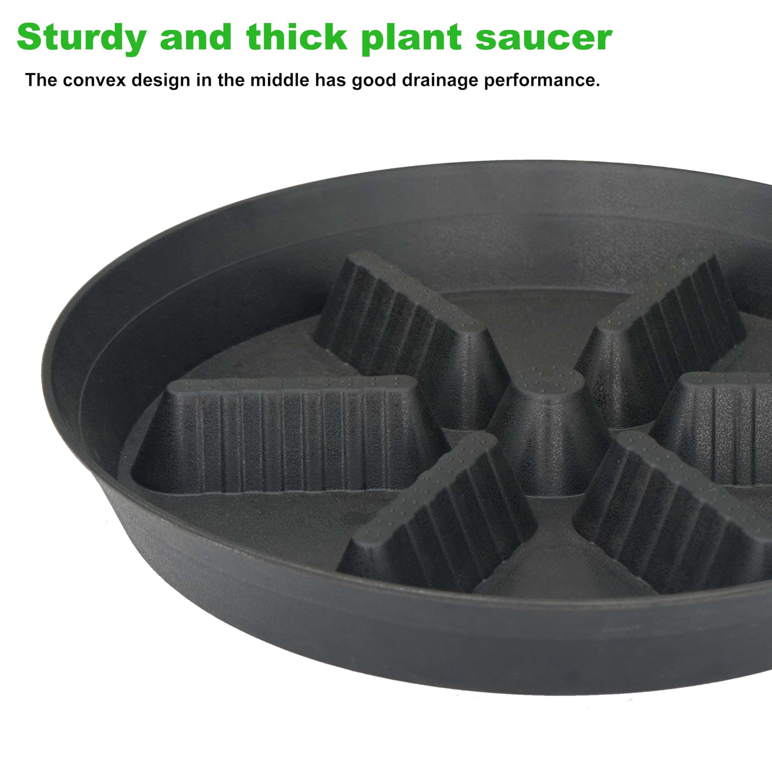 Feyvdzv 10 inch plant saucer with no hole design, ideal indoor moisture control.