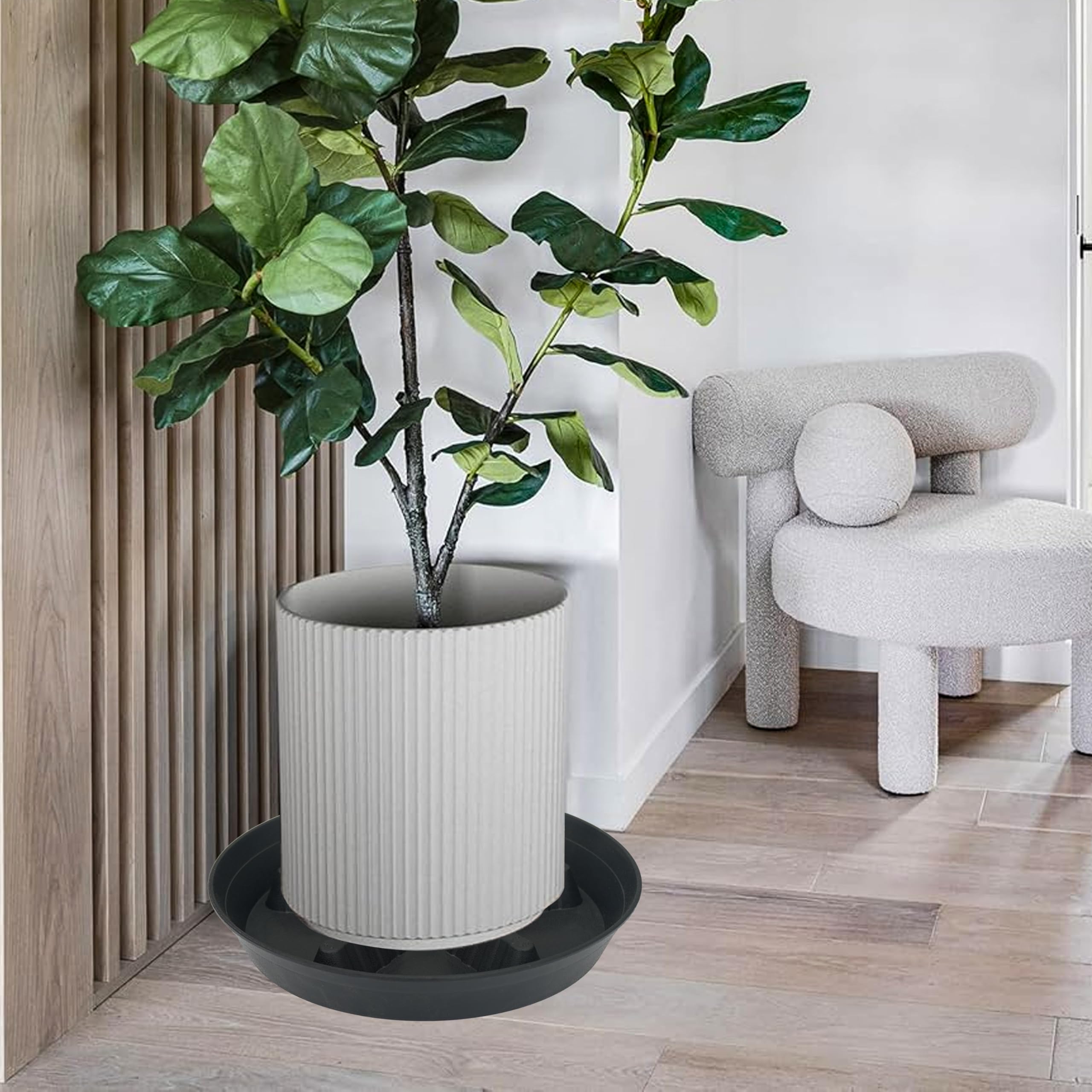 Feyvdzv 17 inch two-pack plant saucer ideal for large indoor plants.