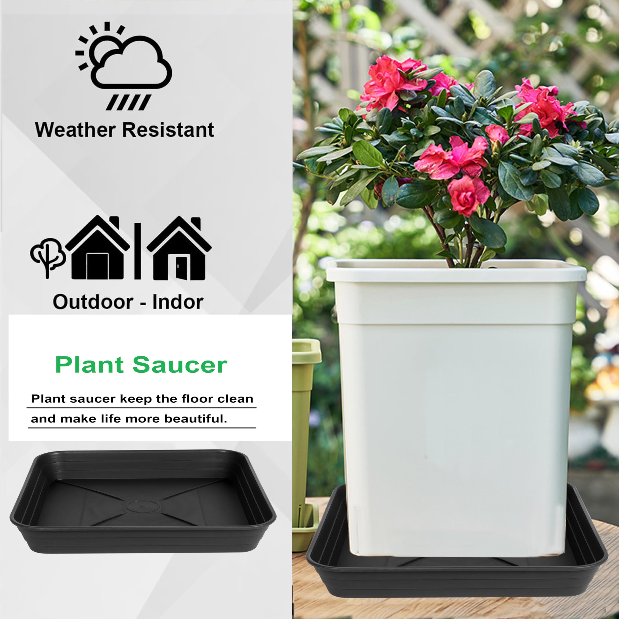 Feyvdzv square plant saucer protects surfaces under flower pots