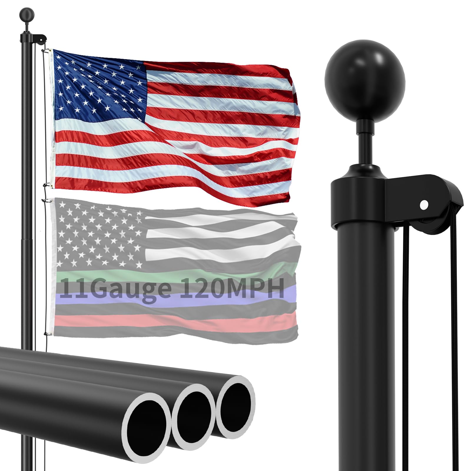 FFILY 11-gauge flag pole outdoors built for windier days and durability.