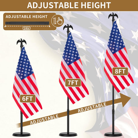 FFILY adjustable-height flag pole adapts to various room heights and occasions.