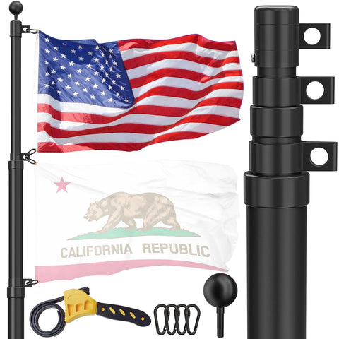 FFILY 20ft telescoping flag pole base assembly for secure yard display