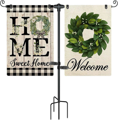 FFILY garden flag stand with a 4-prong base for stable outdoor display.