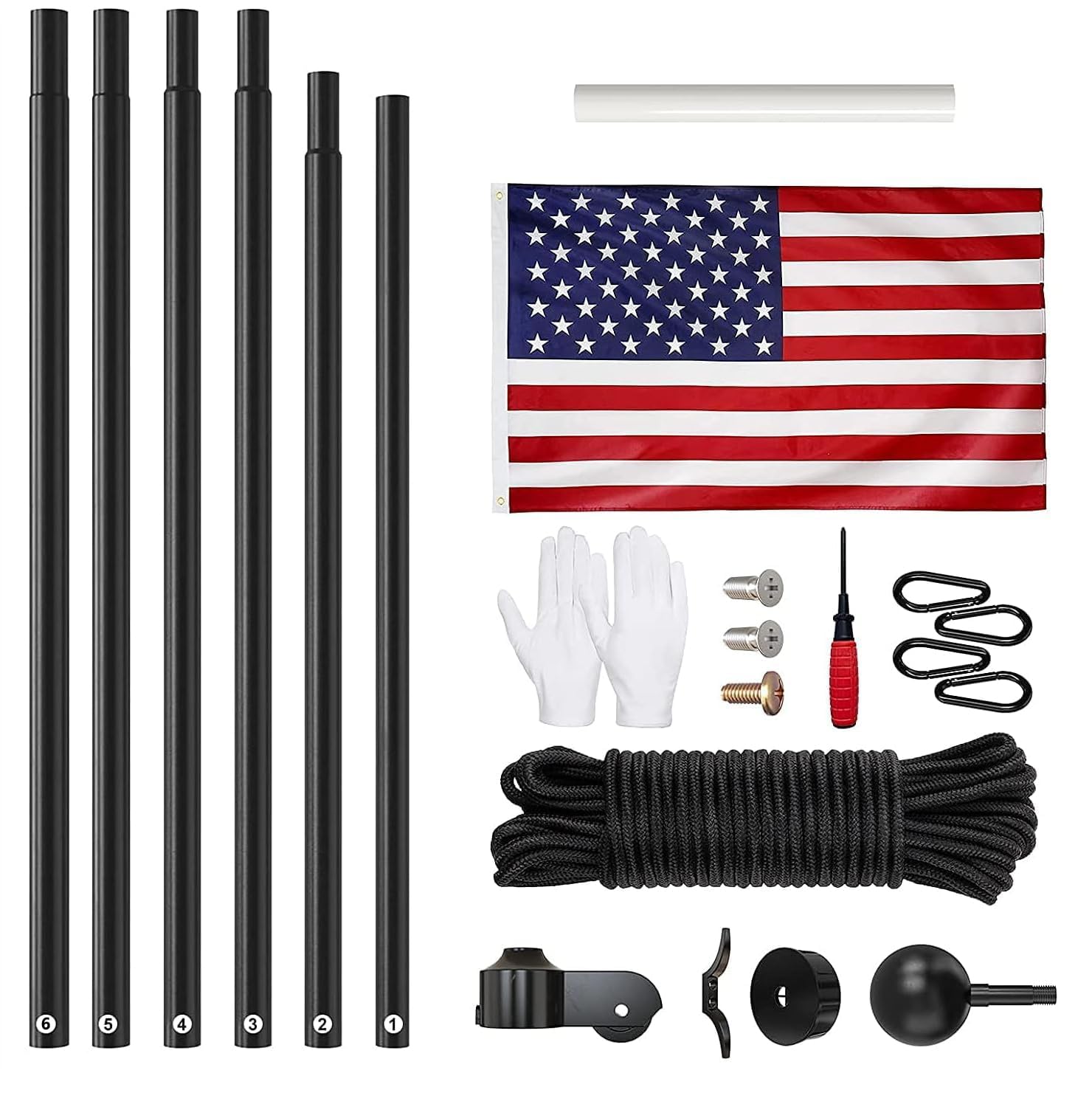 FFILY heavy duty 25ft flag pole flag clips for secure banners