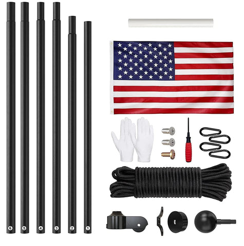 FFILY heavy duty 25ft flag pole flag clips for secure banners