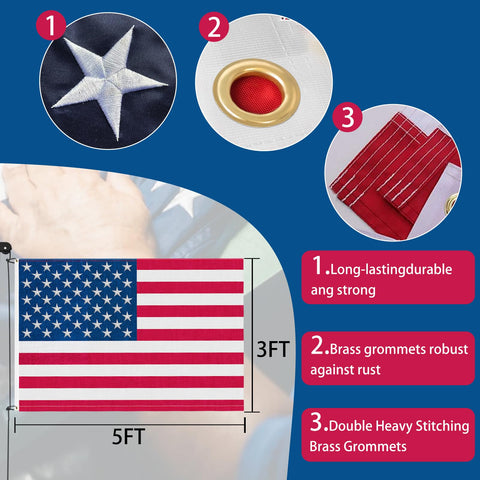 FFILY heavy duty 25ft flag pole with American flag display