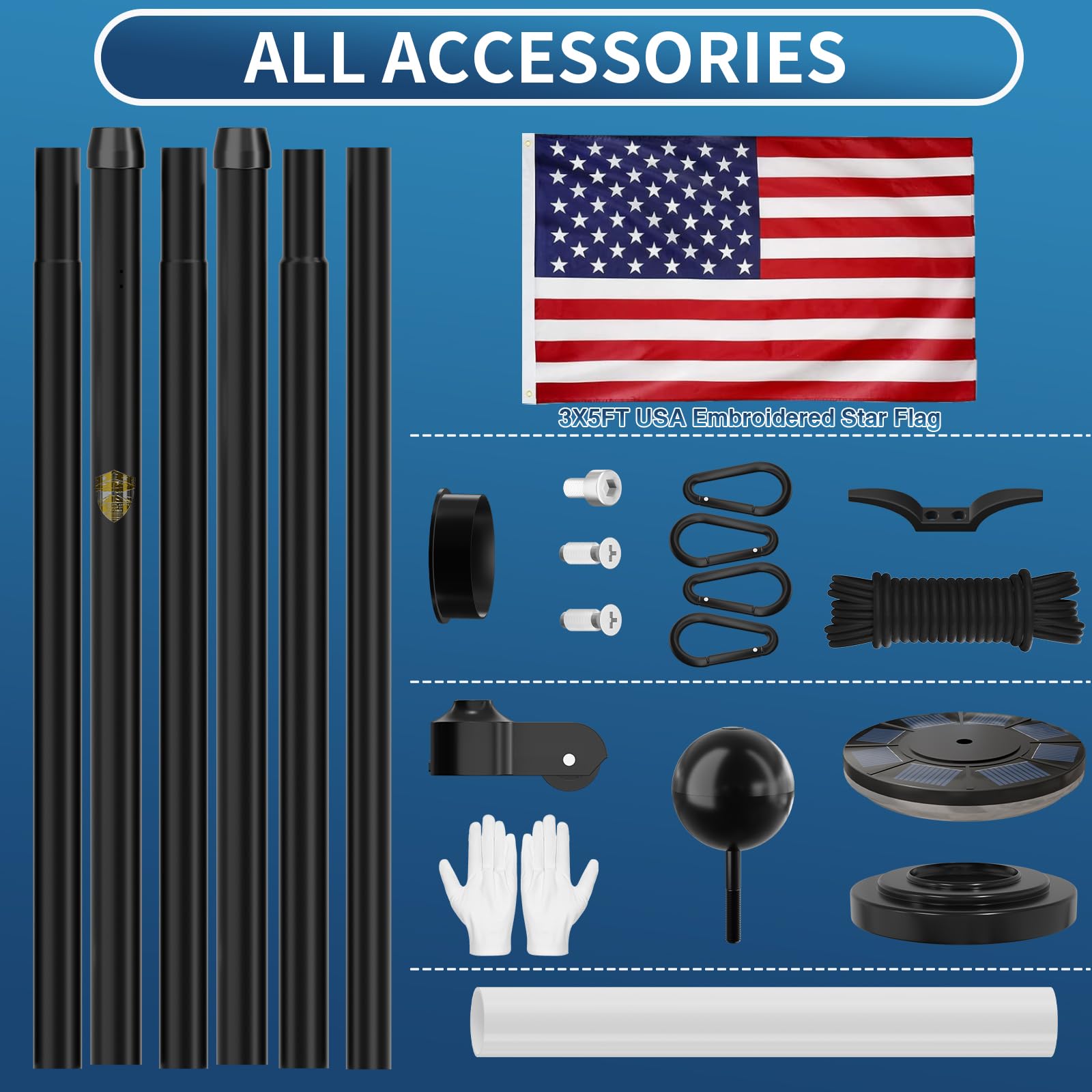 FFILY solar light ornament adds nighttime visibility for flags