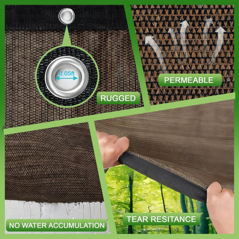 FFKQBH mesh tarp setup for patio shade with breathable airflow.