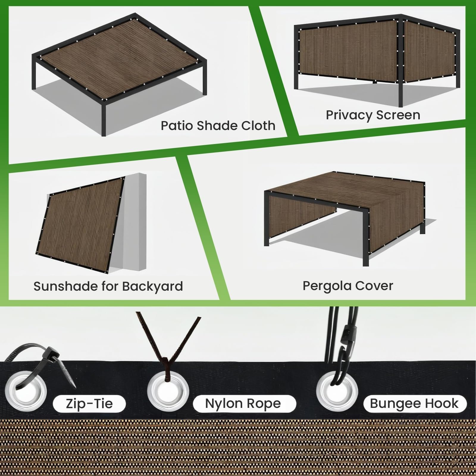 FFKQBH wind tear resistant fabric provides year-round shade outdoors.