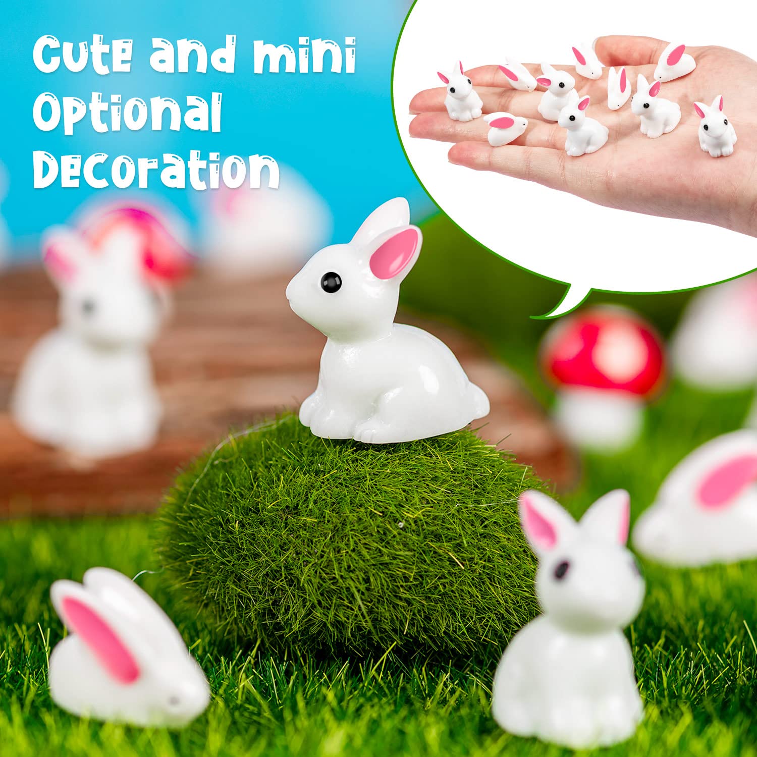 FFNIU resin garden bunny figurines for plant and outdoor decor.
