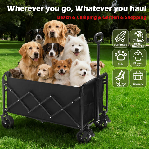 FFQ Collapsible Wagon built-in cup holders for convenient drinks on the go.