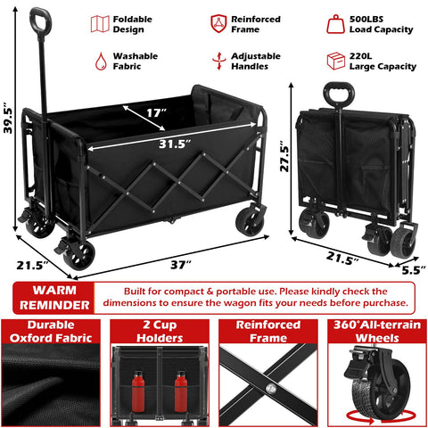 FFQ Collapsible Wagon folded compact stores easily in trunks and closets.
