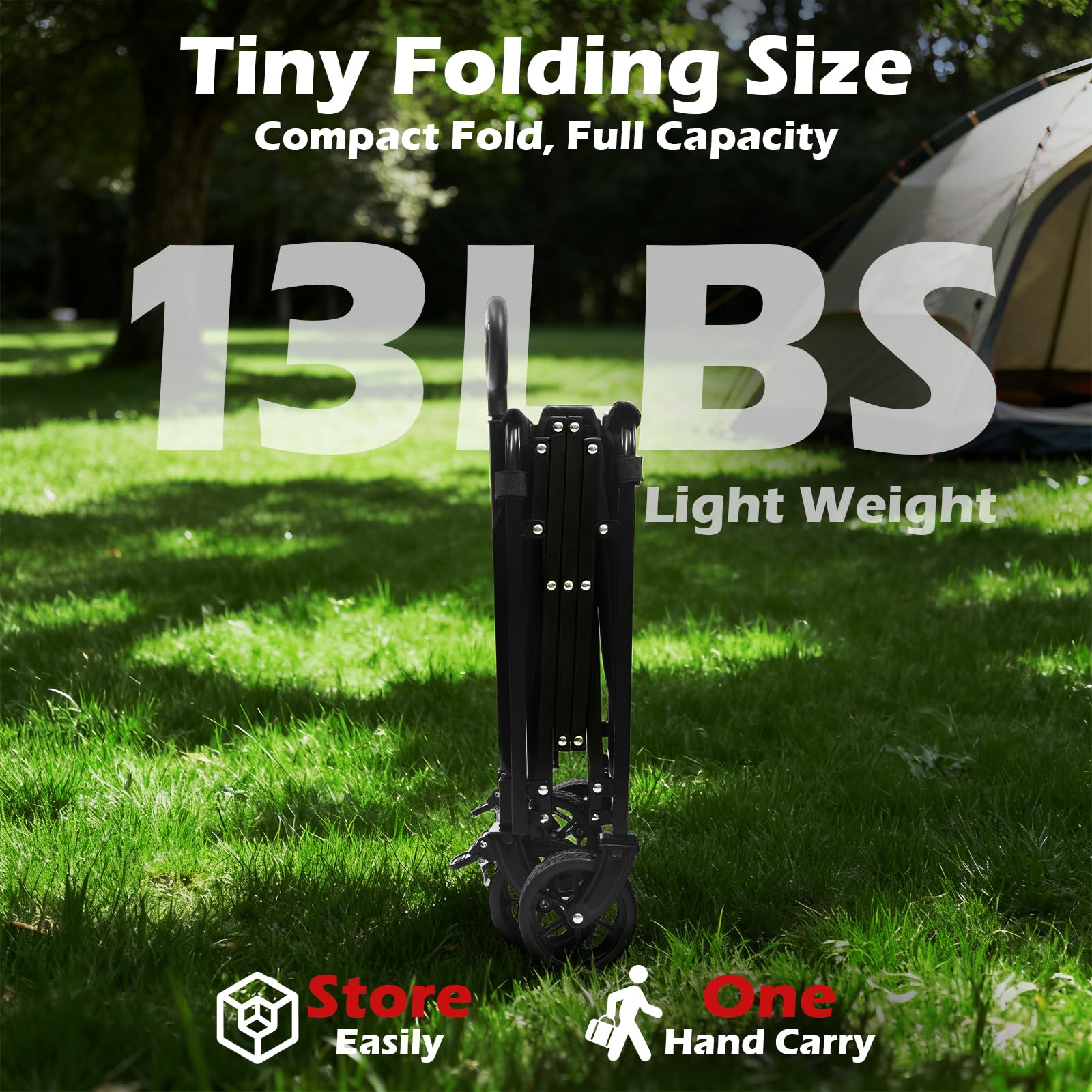 FFQ Collapsible Wagon long handle improves control when pulling.