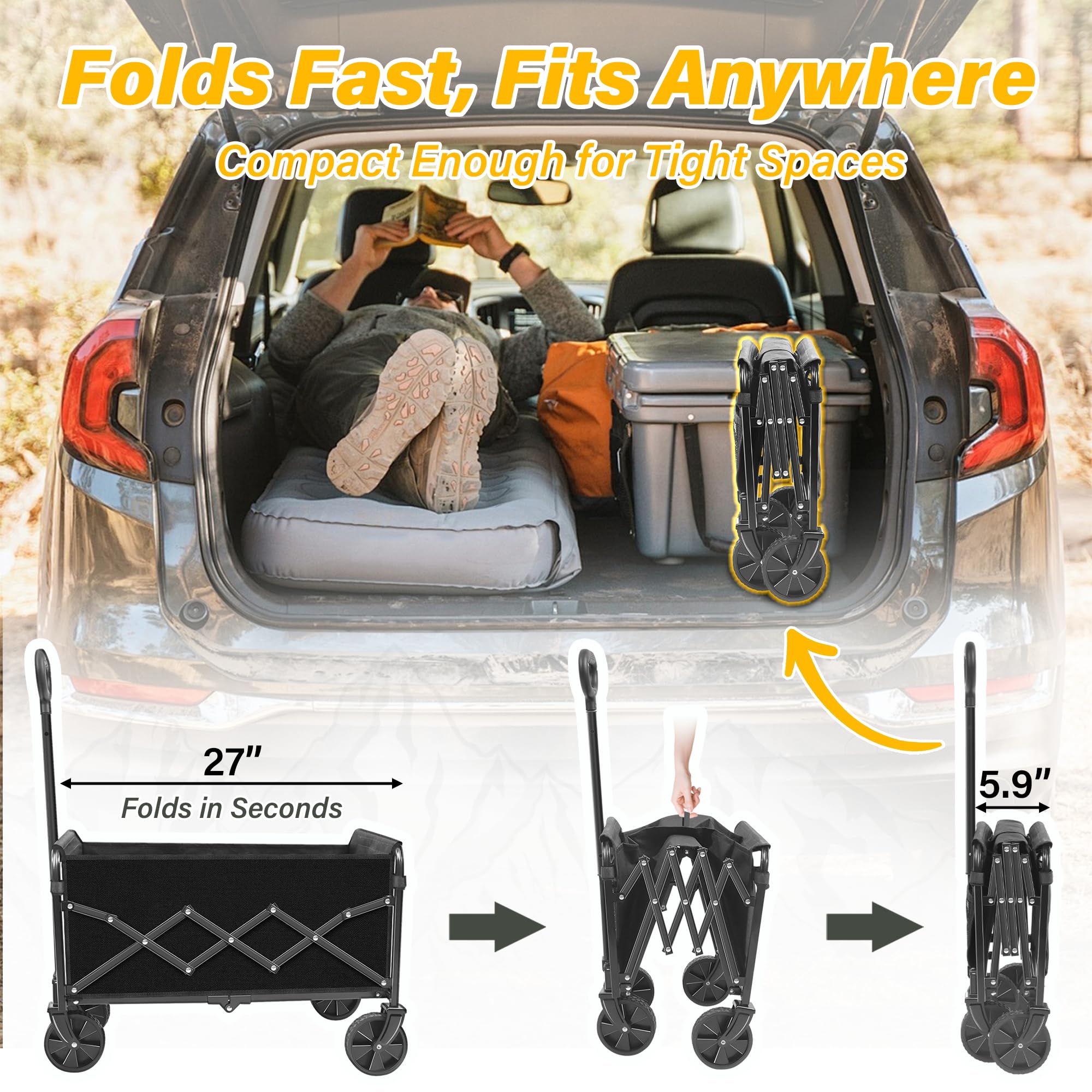 FFQ front 360-degree swivel wheels enable tight turns.