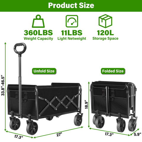 FFQ Wagons auto-bounce handle provides smooth steering when loaded.