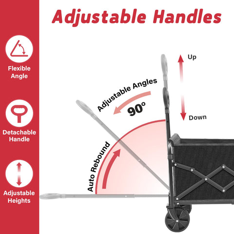 Auto-bounce handle with anti-slip grip on the FFQ wagon for easy control