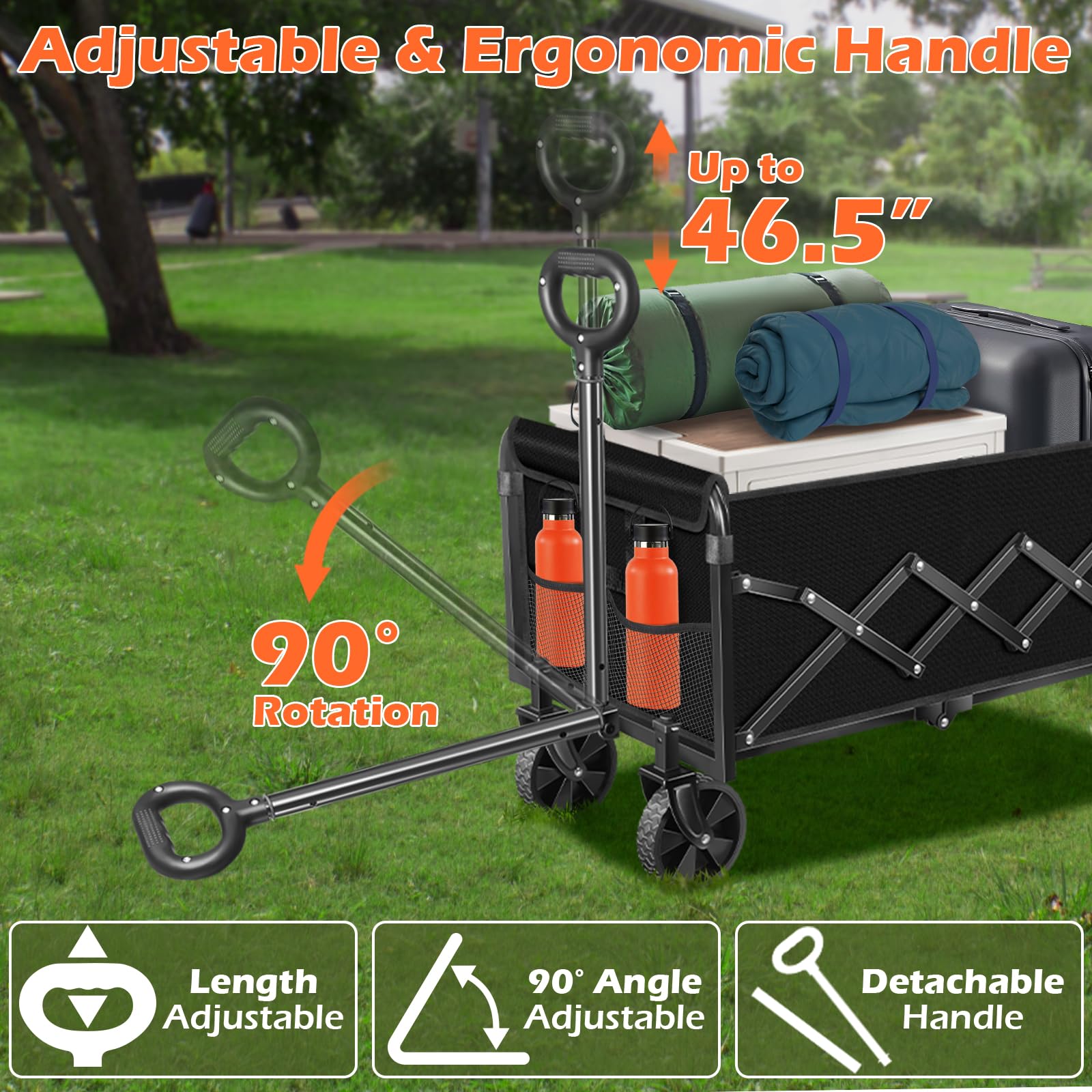 FFQ Wagons Foldable Cart long handle eases pulling
