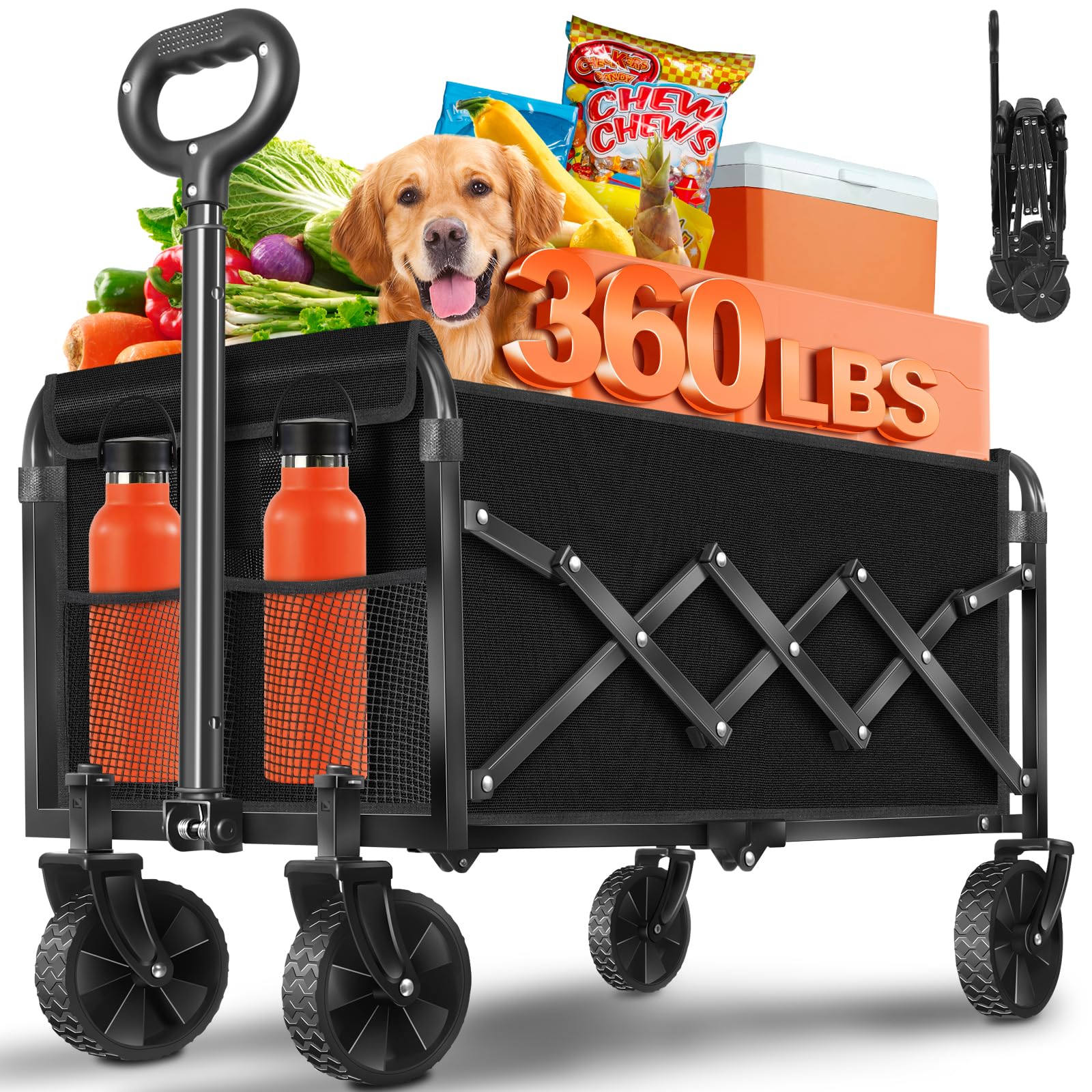 FFQ Wagons Foldable Cart with Wheels glides smoothly on sand for easy beach hauling