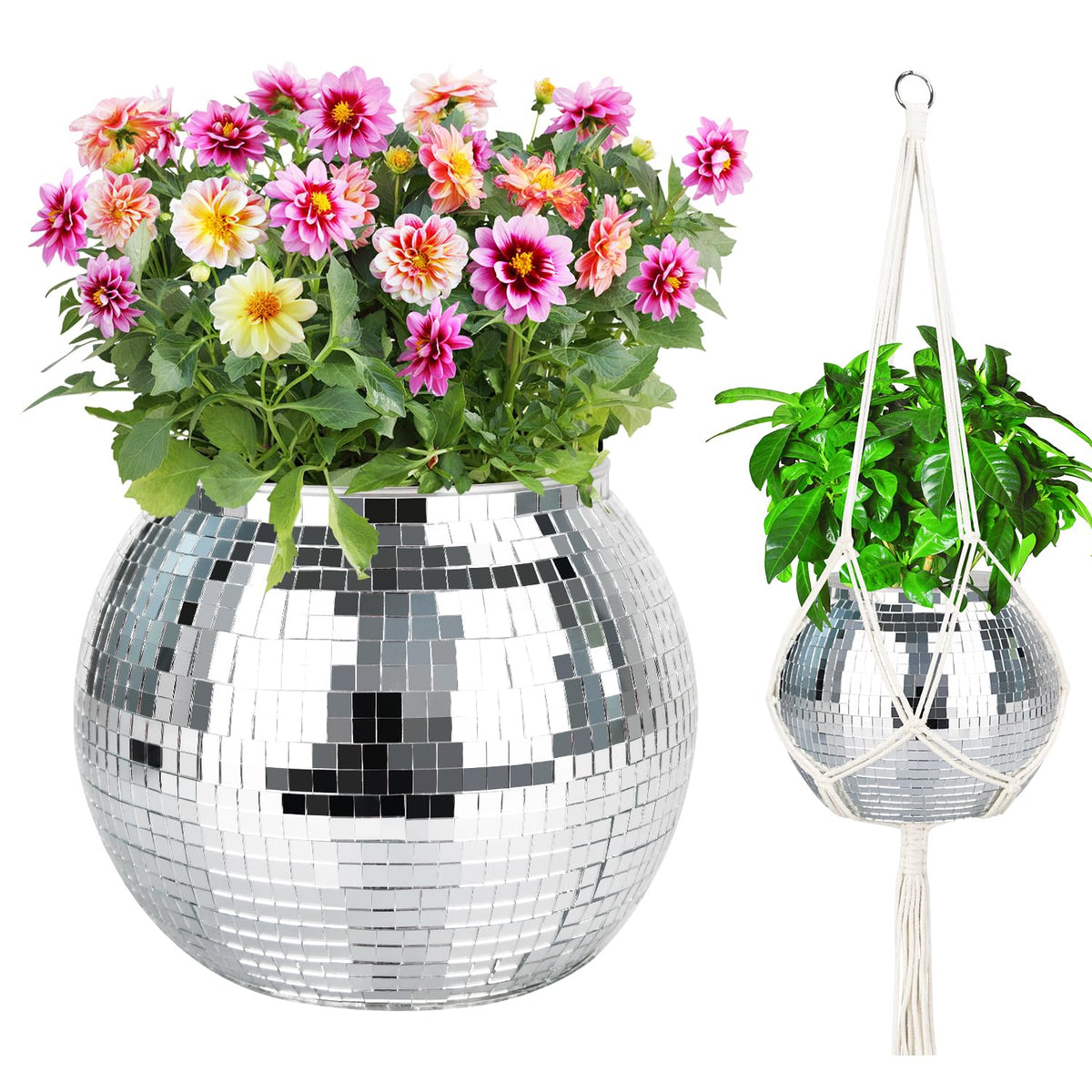 FGBNM disco ball planter reflects light for stylish interior decor