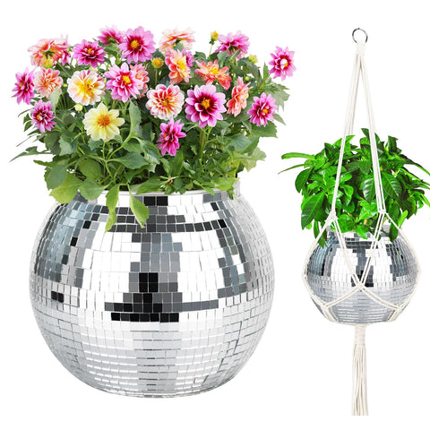FGBNM disco ball planter reflects light for stylish interior decor