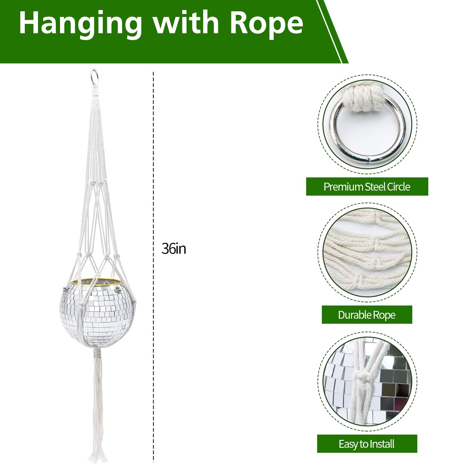 FGBNM disco ball planter circle supports secure mounting and decorative framing.