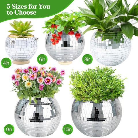 FGBNM disco ball planter hanging rope setup for ceiling display