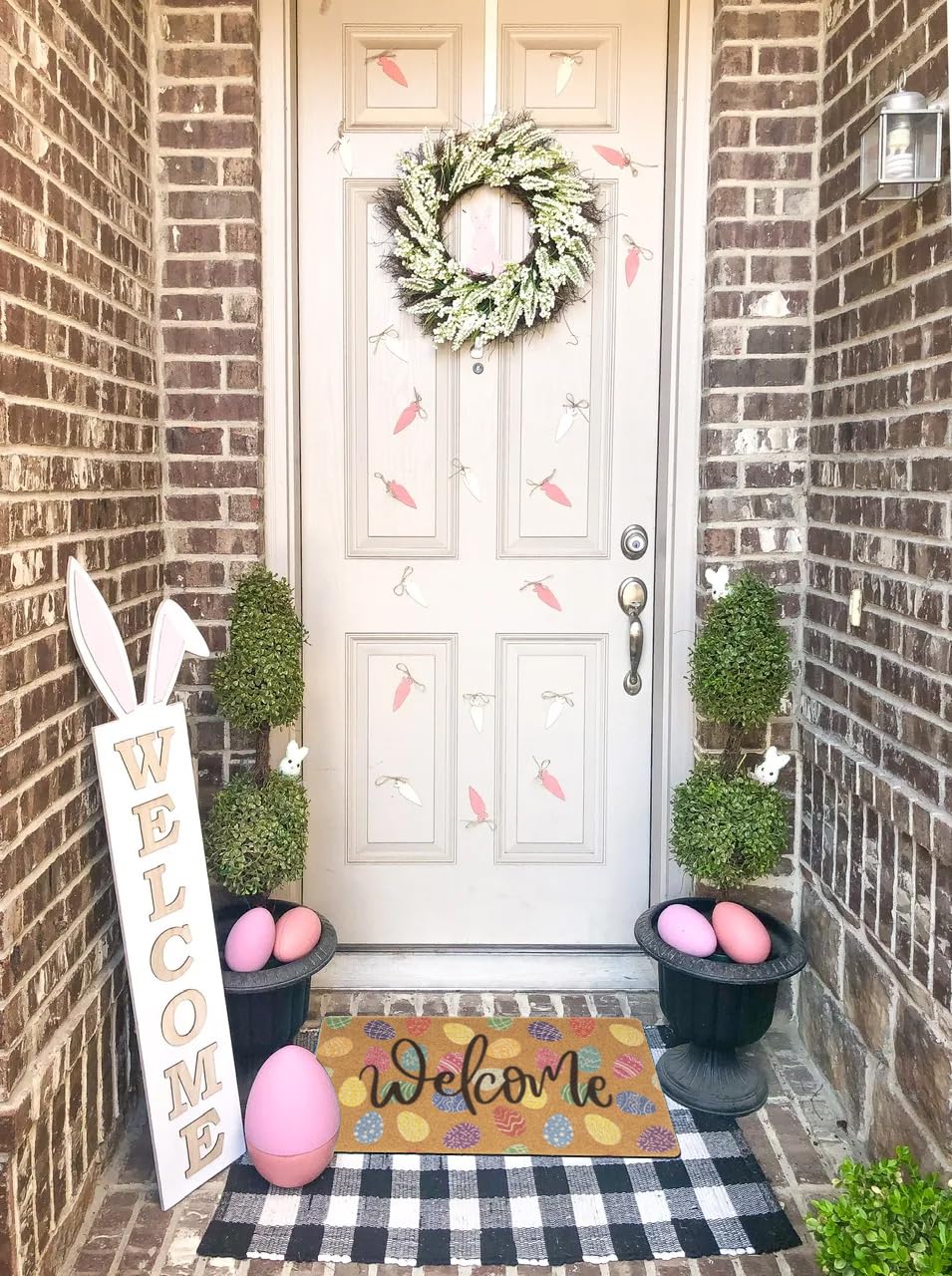 FGSS Easter coir doormat is easy to clean with shakes, vacuums, or hose.