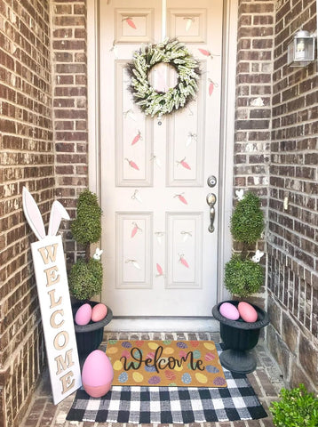 FGSS Easter coir doormat is easy to clean with shakes, vacuums, or hose.