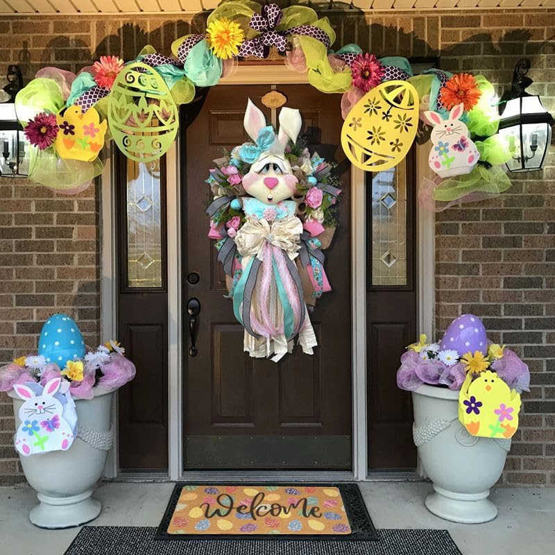 FGSS Easter coir doormat with non-slip backing stays in place.