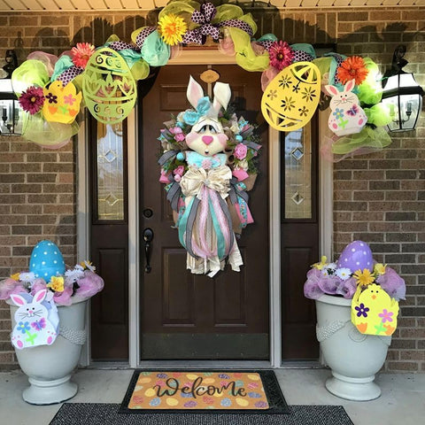 FGSS Easter coir doormat with non-slip backing stays in place.