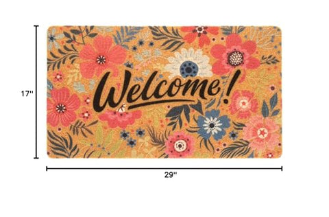 FGSS Flower Welcome Doormat 17x29 size provides ample coverage for standard doors.