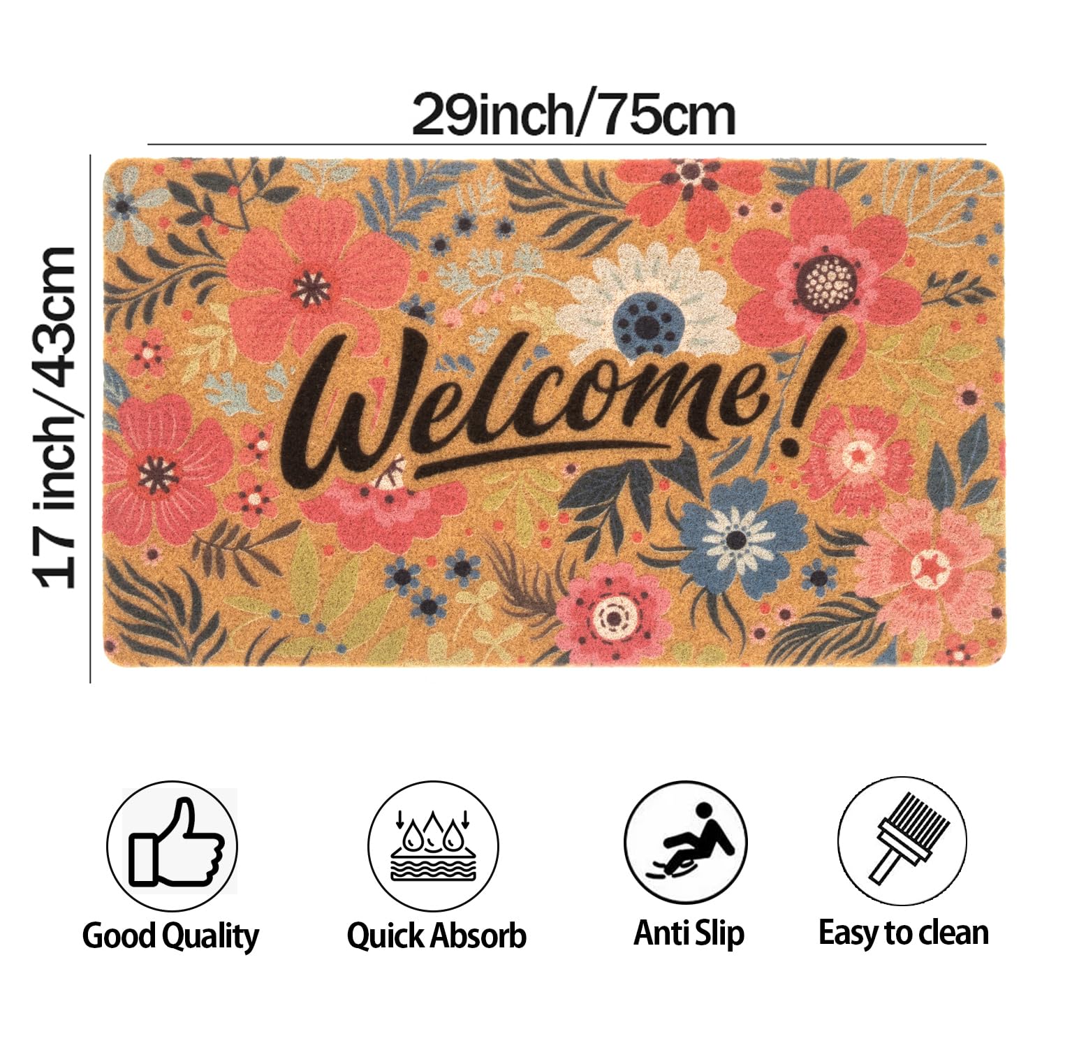 FGSS Flower Welcome Doormat floral design adds seasonal charm to entryways.