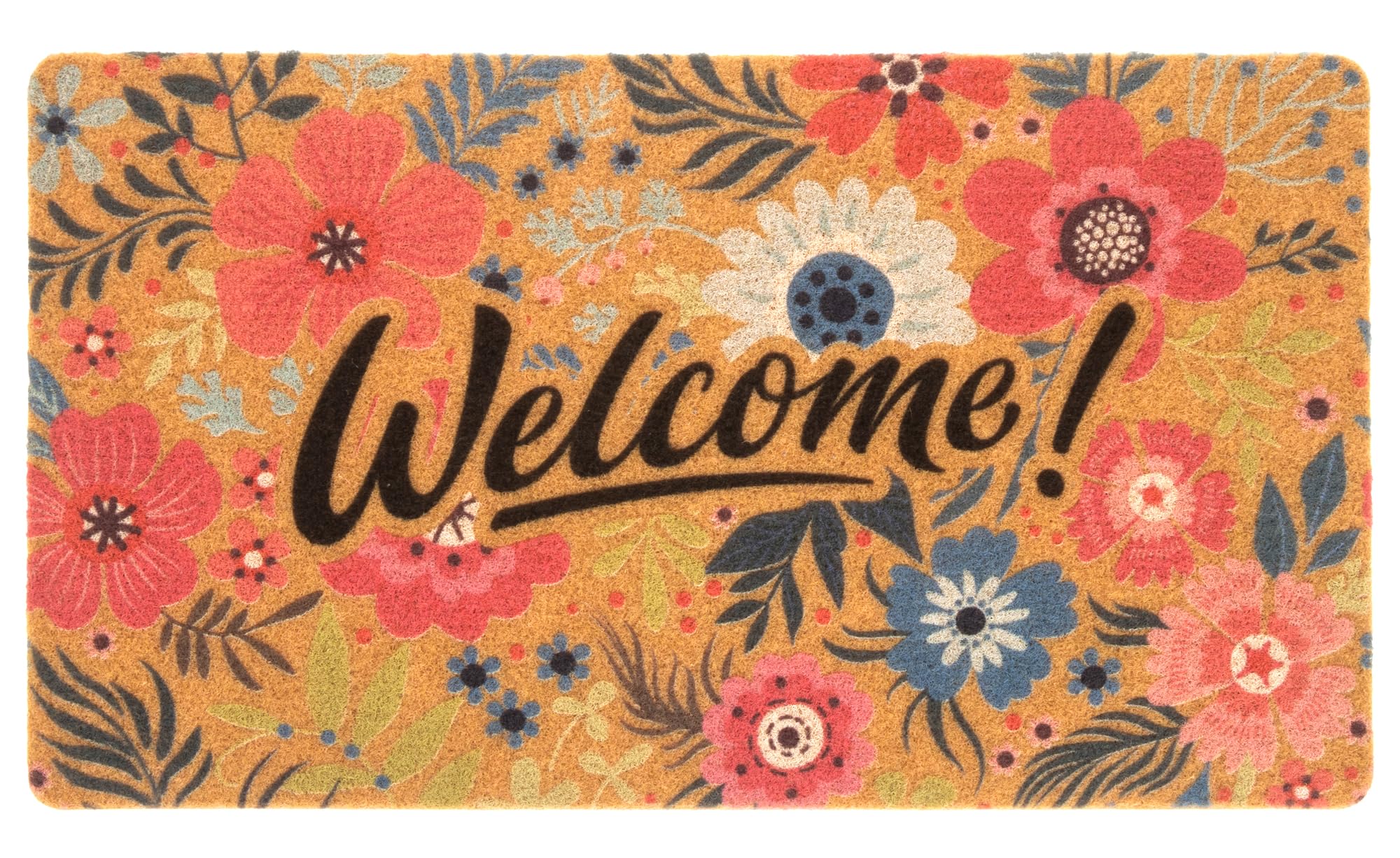 FGSS Flower Welcome Doormat front-entry scene enhances curb appeal.