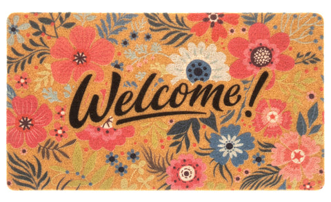 FGSS Flower Welcome Doormat front-entry scene enhances curb appeal.