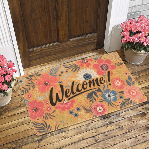 FGSS Flower Welcome Doormat with non-slip backing for safer entry on smooth floors.