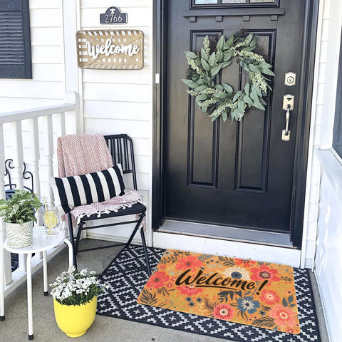 FGSS Flower Welcome Doormat versatile for outdoor and indoor use.
