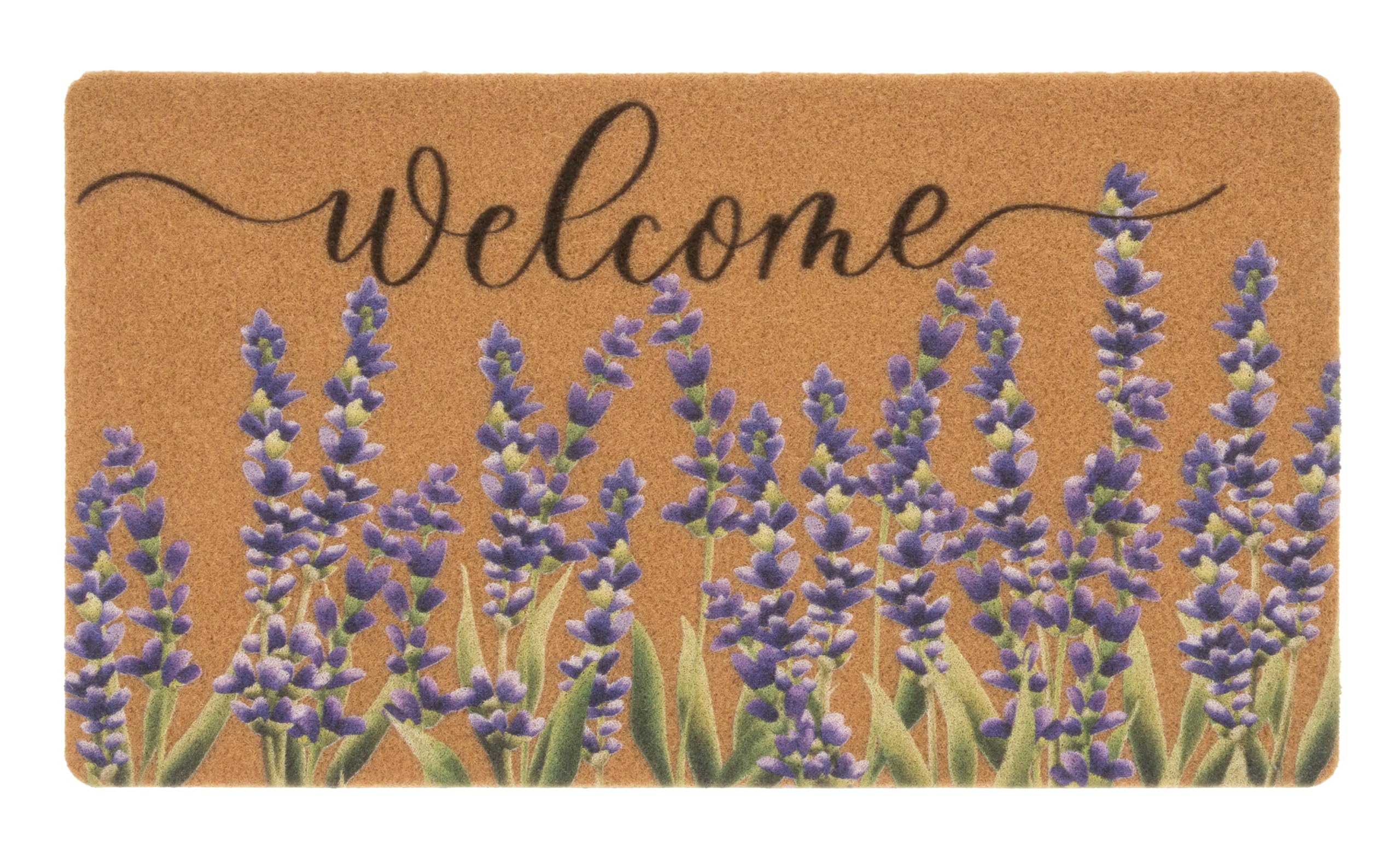 FGSS Lavender Welcome Doormat close-up of coir fiber texture traps dirt at entryway