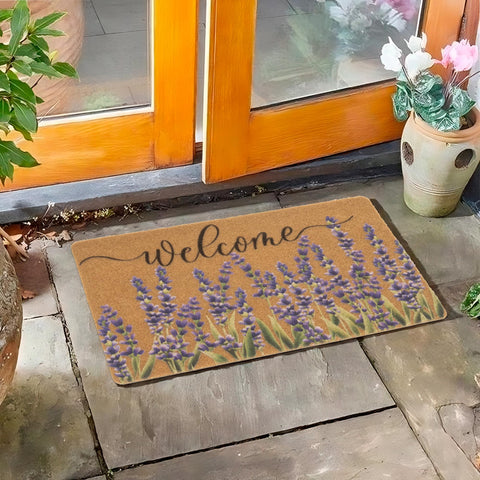 FGSS Lavender Welcome Doormat detailed view showing dirt-trapping coir for busy doorways