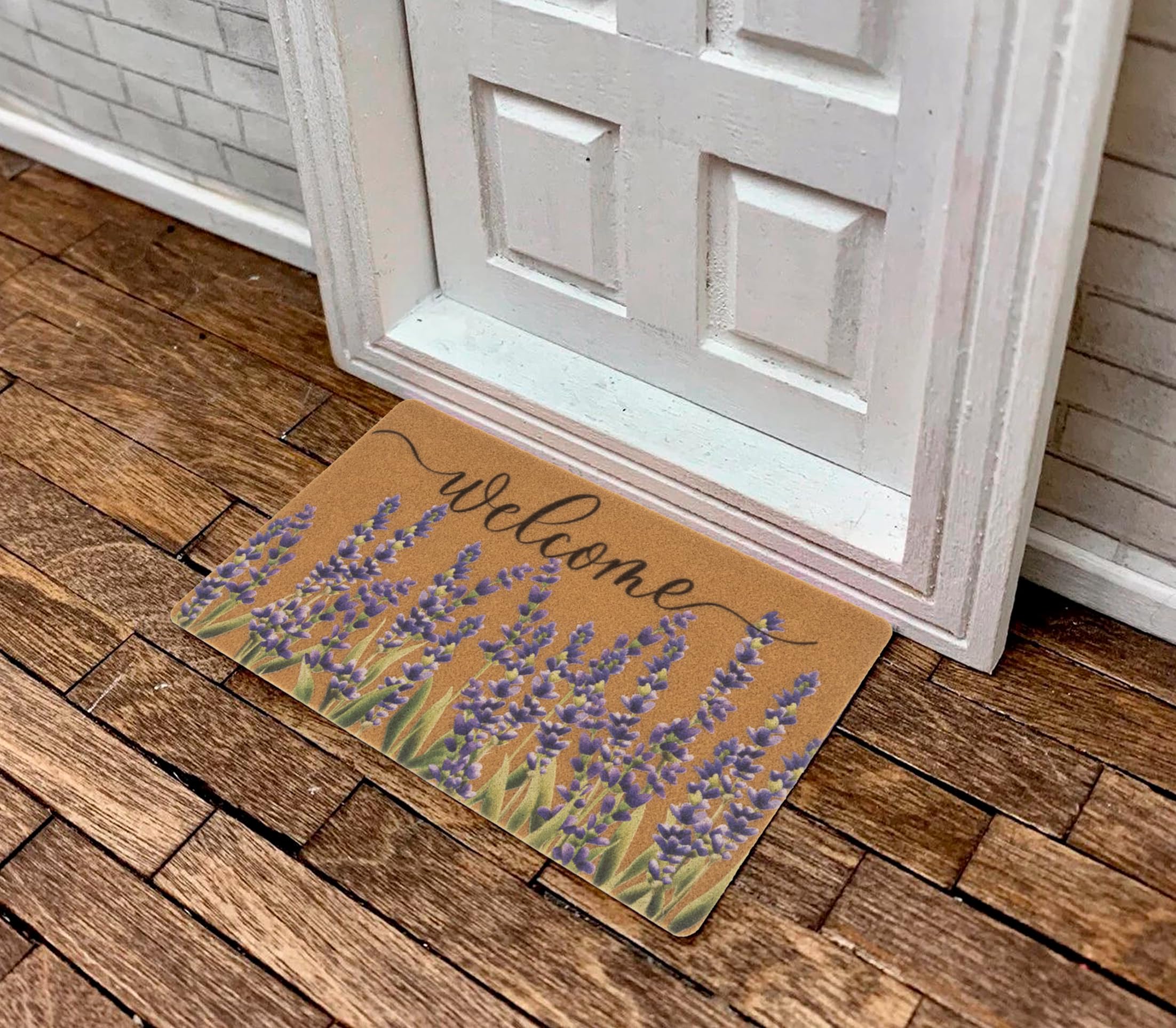FGSS Lavender Welcome Doormat lavender color accent for spring and summer entrances