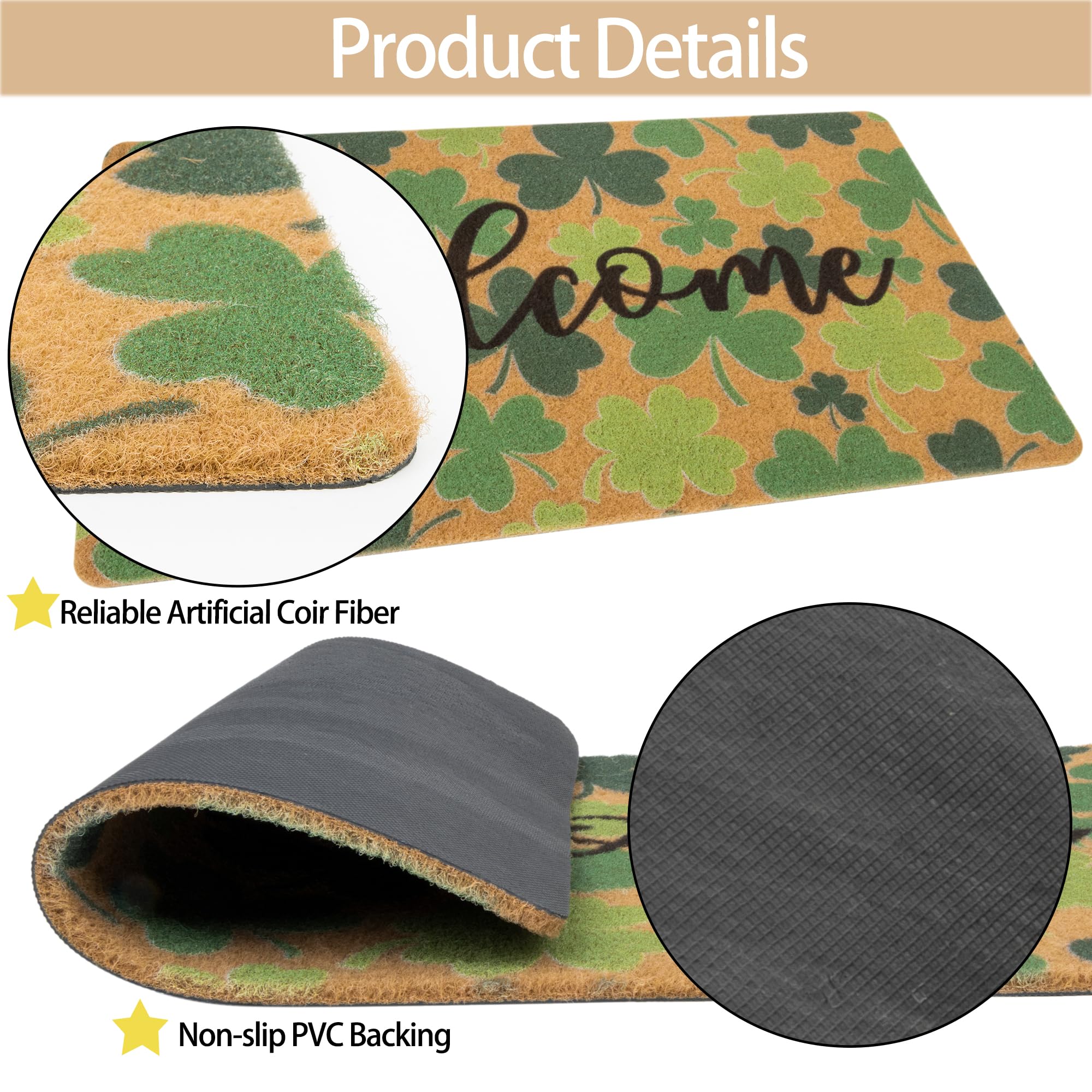 FGSS outdoor welcome mat with clover design invites guests outdoors