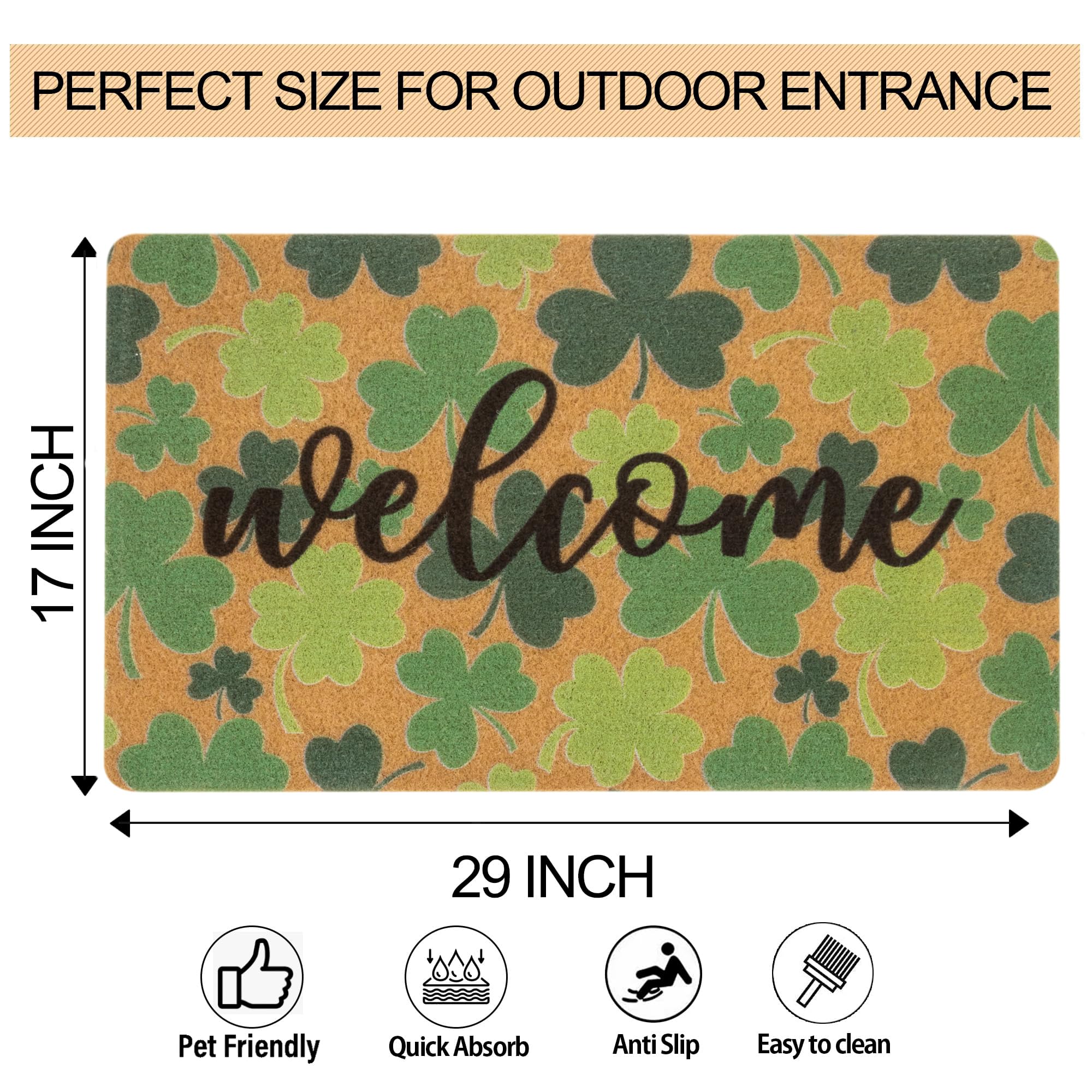 FGSS St Patrick's Day clover front door mat adds festive charm