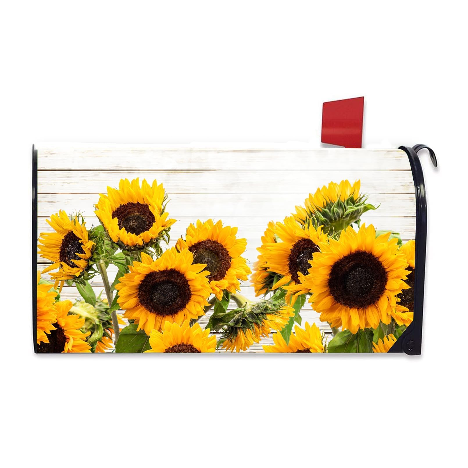FGSS sunflower mailbox cover in full view enhances curb appeal with vibrant petals